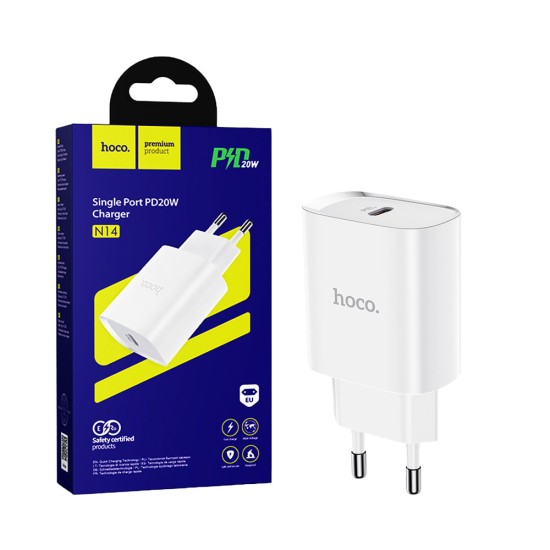 Adaptador Hoco N14 PD20W Tipo-C Branco